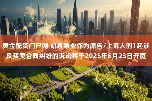 黄金配资门户网 凯泉泵业作为原告/上诉人的1起涉及买卖合同纠纷的诉讼将于2025年6月23日开庭